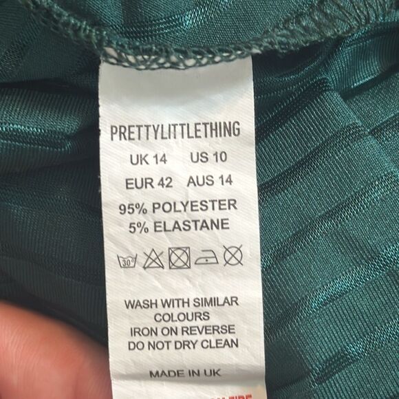 Pretty Little Thing dark green long sleeve off shoulder bodysuit size 10 24C - Picture 4 of 5